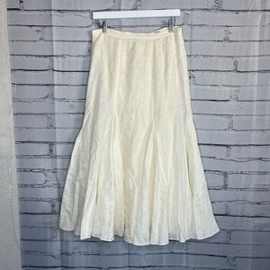 Lauren Ralph Lauren Cream A-Line Maxi Skirt 6 Cottagecore Zip Back Preppy Y2K